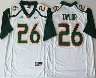 Men%27s Miami Hurricanes #26 Sean Taylor White Stitched NCAA Nike College Football Jersey